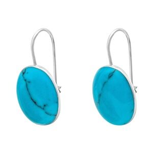Sterling Silver Simulated Turquoise Oval Threader Earrings